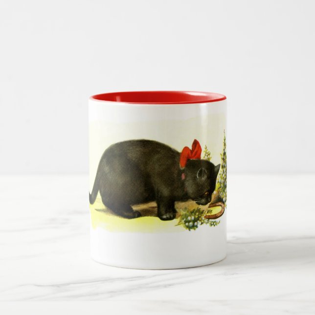 Taza Bicolor Gato negro lujoso (Centro)