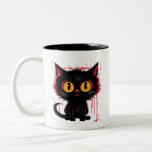 Taza Bicolor Gato negro misterioso