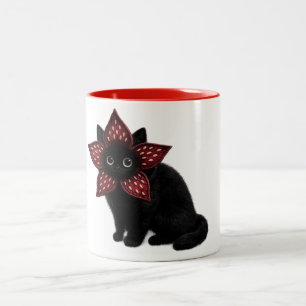 Taza Bicolor Gato Negro Monstruo Desconocido   Arte de Gato Fan