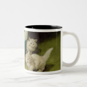 Taza Bicolor Gato persa blanco con dos gatitos