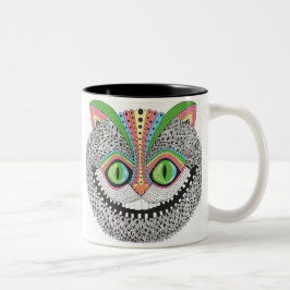 Taza Bicolor Gato psicodélico de Cheshire