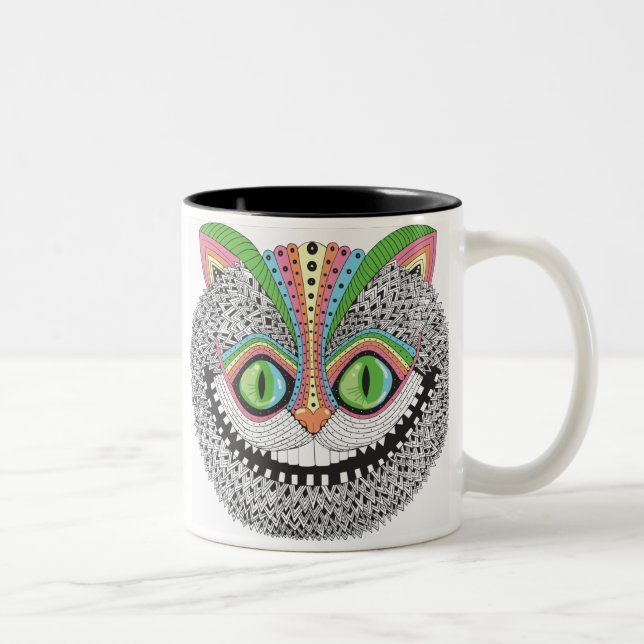Taza Bicolor Gato psicodélico de Cheshire (Derecha)