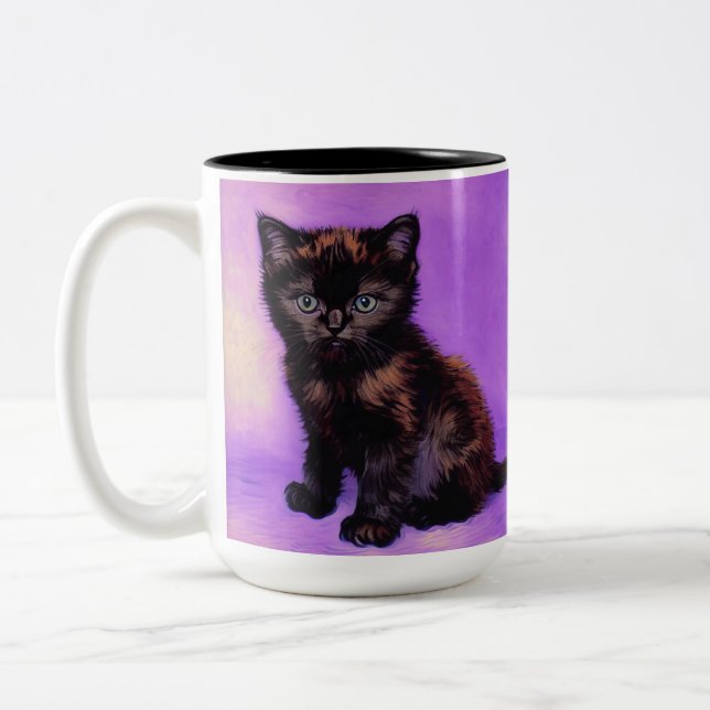 Taza Bicolor Gato púrpura estilo Van Gogh (Izquierda)