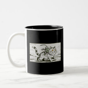 Taza Bicolor Gato Rana Divertido Meme Medieval Vintage