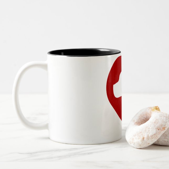 Taza Bicolor Gato Rojo En La Mug (Con donut)