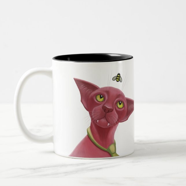 Taza Bicolor Gato rosa (Izquierda)