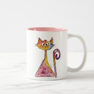 Taza Bicolor Gato rosa caprichoso