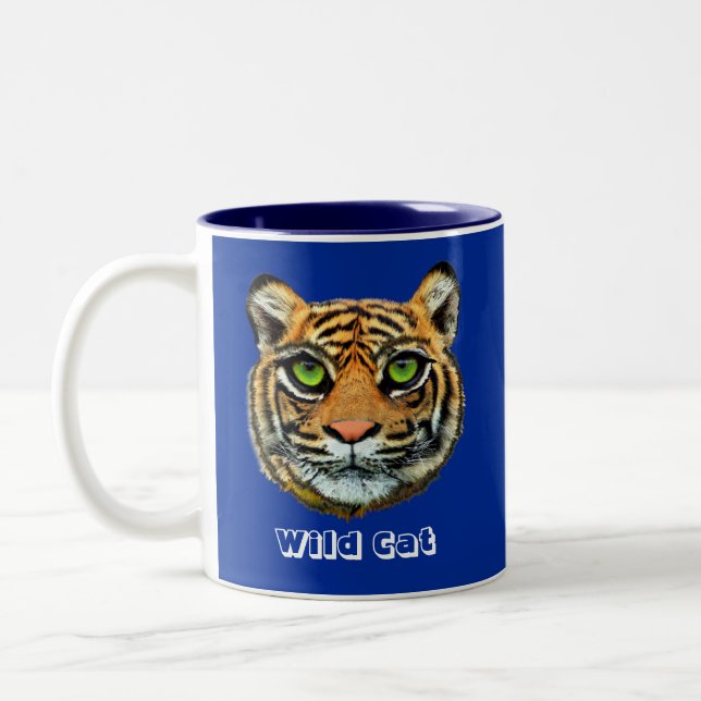 Taza Bicolor Gato salvaje sobre azul (Izquierda)