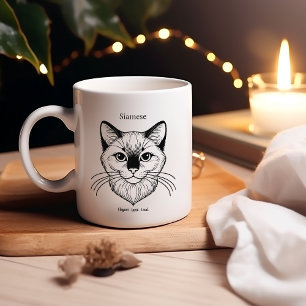Taza Bicolor Gato siamés - Elegante. Leal. En voz alta.