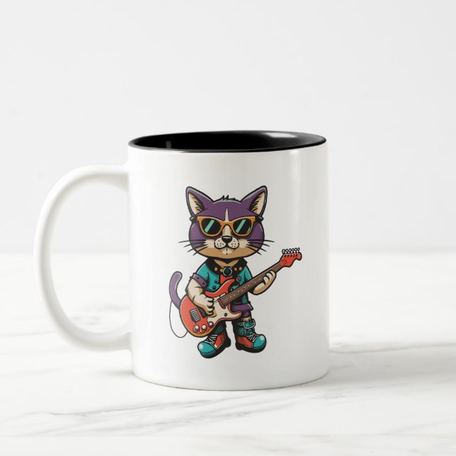 Taza Bicolor Gato tocando la guitarra (Izquierda)