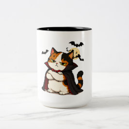 Taza Bicolor Gato vampiro gruñón de Halloween