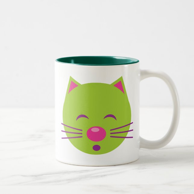 Taza Bicolor Gato verde dormido (Derecha)