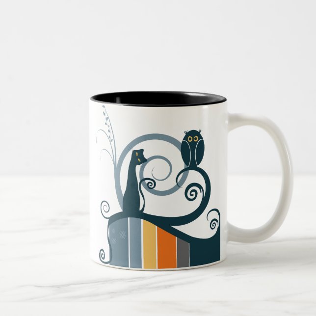 Taza Bicolor Gato y búho (Derecha)