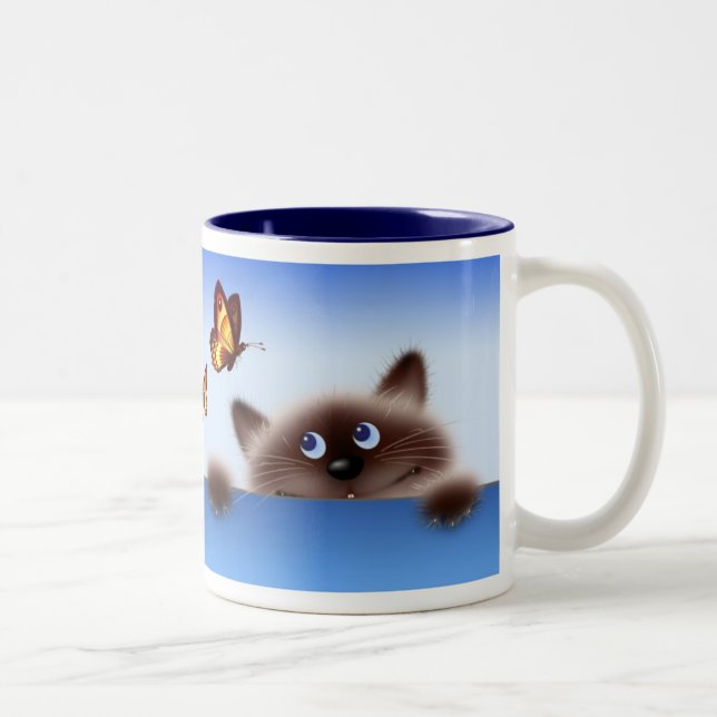 Taza Bicolor Gato y mariposa (Derecha)