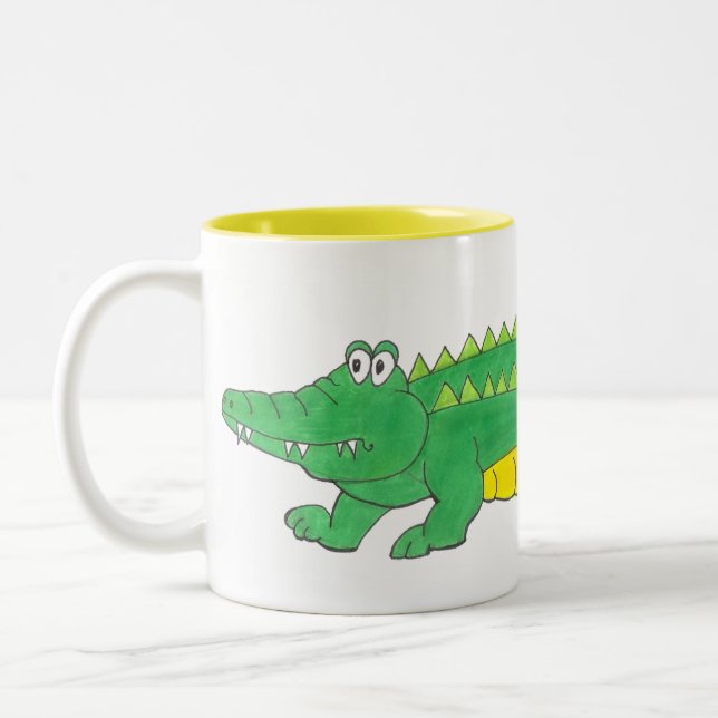 Taza Bicolor Gator Mug, un lagarto verde y amarillo (Izquierda)