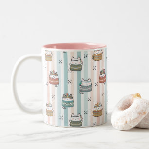 Taza Bicolor Gatos Boho Patrón Tribal