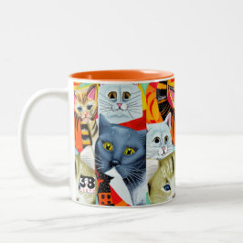 Taza Bicolor Gatos brillantes y Hermosos