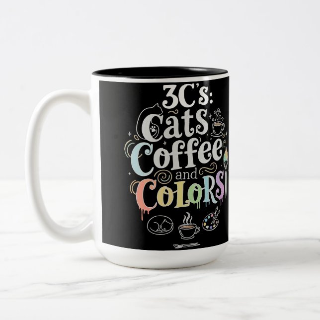 Taza Bicolor Gatos Café y Colores (Izquierda)