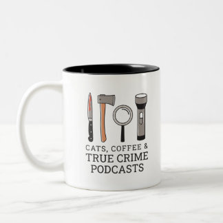 TAZA BICOLOR GATOS, CAFÉ Y VERDADERO DELITO PODCASTS VERDADERA 