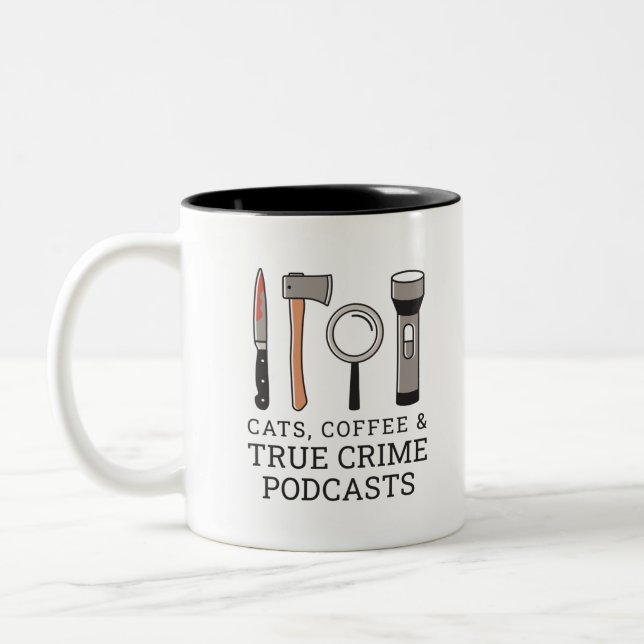 TAZA BICOLOR GATOS, CAFÉ Y VERDADERO DELITO PODCASTS VERDADERA  (Izquierda)