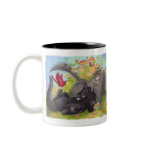 Gatos, cardenales y rosas/taza