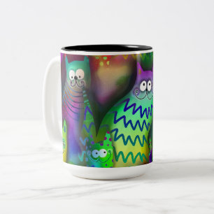 Taza Bicolor Gatos coloridos