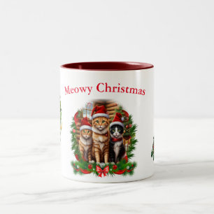 Taza Bicolor Gatos con navidad navidad Animales