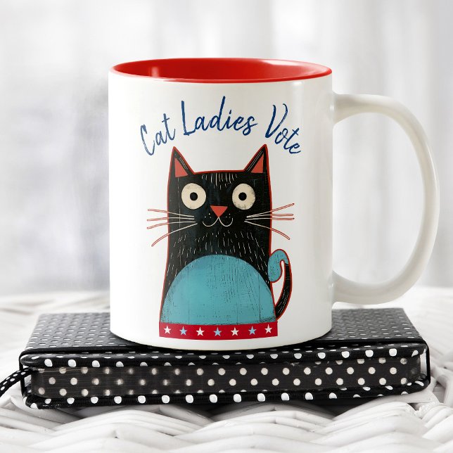 Taza Bicolor Gatos Damas Votan Guión Rústico Audaz Feminista (Subido por el creador)
