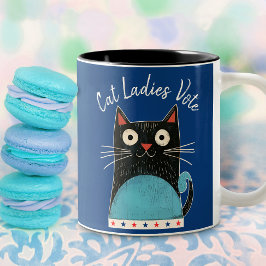 Taza Bicolor Gatos Damas Votan Guión Rústico Feminista Audaz