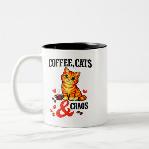 Taza Bicolor Gatos de café Caos Regalo - Lindo atigrado