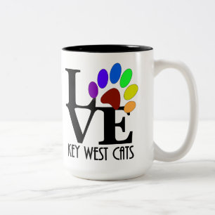 Taza Bicolor Gatos de Key West con seis dedos (LOVE) 15oz
