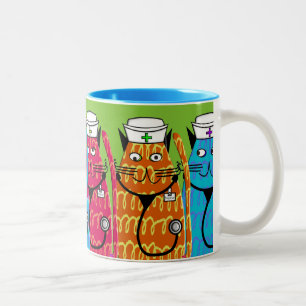 Taza Bicolor Gatos de la enfermera