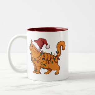 Taza Bicolor Gatos Divertidos Navidad Naranja Gato Mamá Amante 
