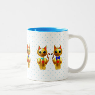 Taza Bicolor Gatos dorados lindos