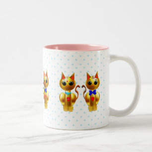 Taza Bicolor Gatos dorados lindos