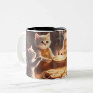 Taza Bicolor Gatos juguetones hornean galletas de Halloween