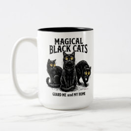 Taza Bicolor Gatos Negros Mágicos