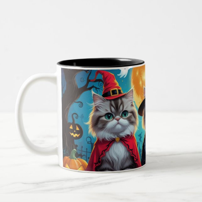 Taza Bicolor Gatos persas Calabaza Halloween Funny (Izquierda)
