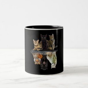 Taza Bicolor Gatos Reflejan Amantes De Gato Amantes De Un Tigre