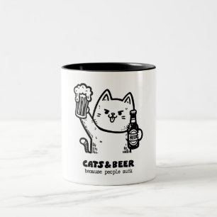 Taza Bicolor Gatos y cerveza 1