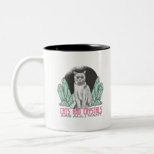 Taza Bicolor Gatos y cristales son todo lo que quiero