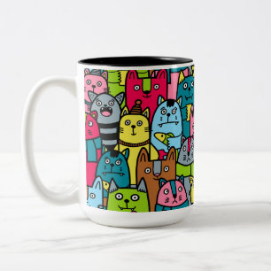 Taza Bicolor Gatos y gatos