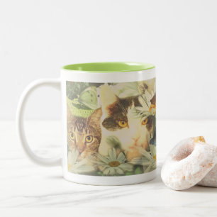 Taza Bicolor Gatos y mariposas Kitty Mug