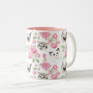 Taza Bicolor Gatos y Rosas