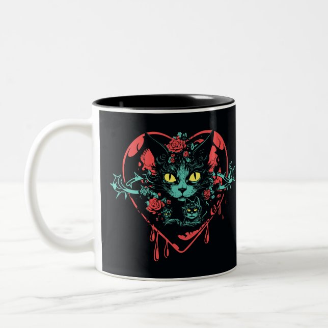 Taza Bicolor Gatos y sangre de San Valentín (Izquierda)