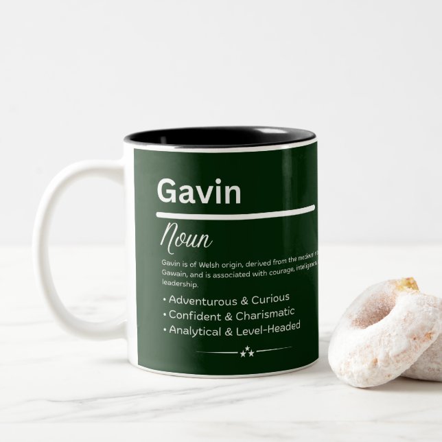 Taza Bicolor Gavin Nombre Personalizado (Con donut)