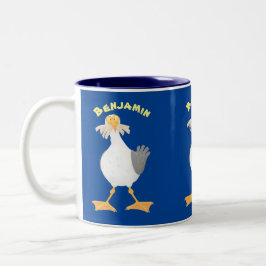 Taza Bicolor Gaviota divertida con personalizado de patatas fri