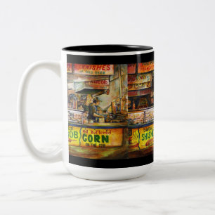 Taza Bicolor Gaye Elise Beda, elegante, artística, Coney Island