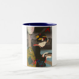 Taza Bicolor Geisha japonés tradicional fresco de la obra