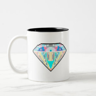 Taza Bicolor Gema de diamantes de arte de píxeles